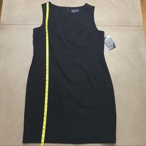 NWT Laura Scott Sleeveless Riveria Polysuiting Black Back Zip Up Dress Size 16